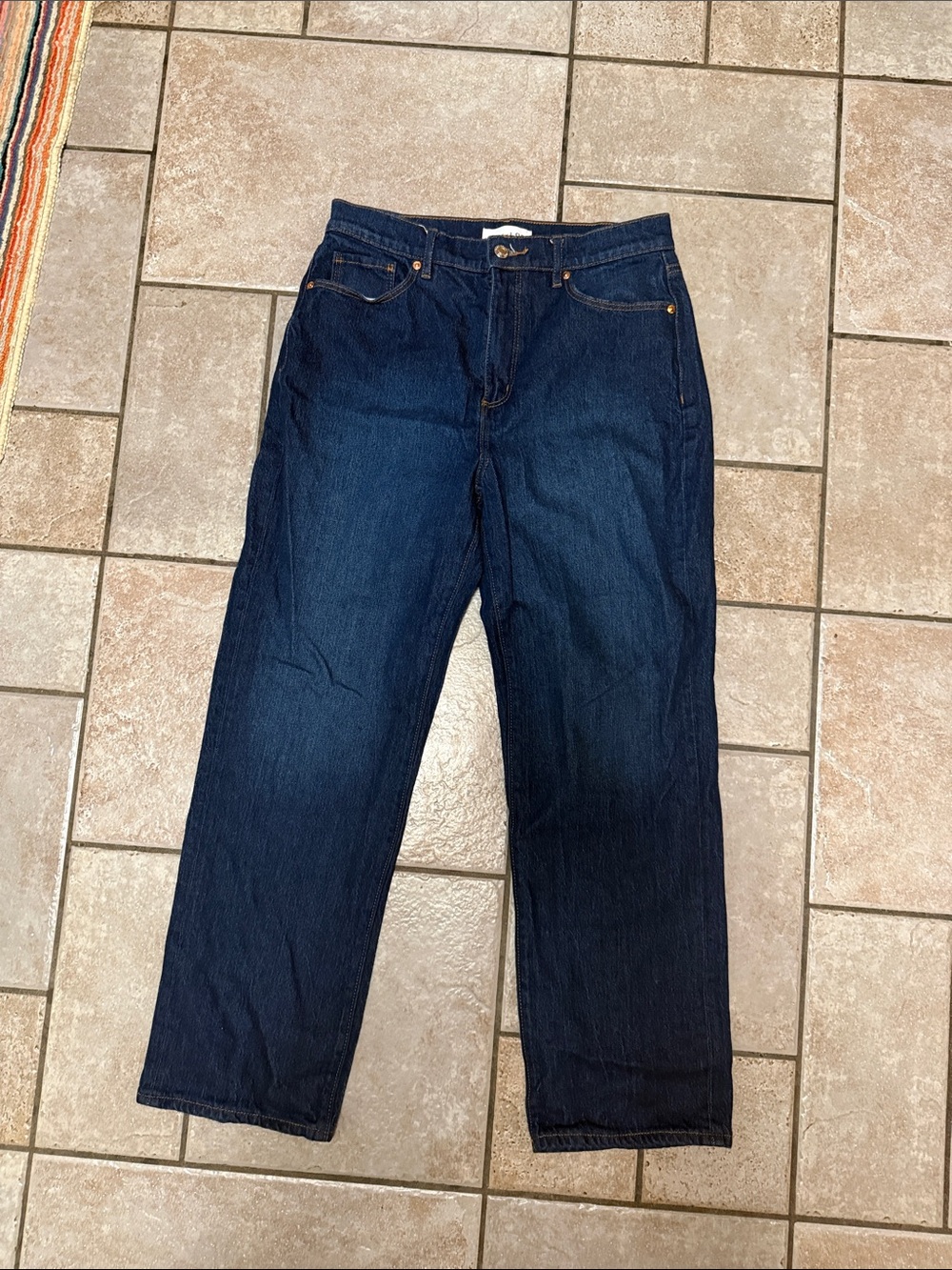 Classic Womens Dark Blue Straight-Leg Jeans— loft Brand size 28/6. The Straight.